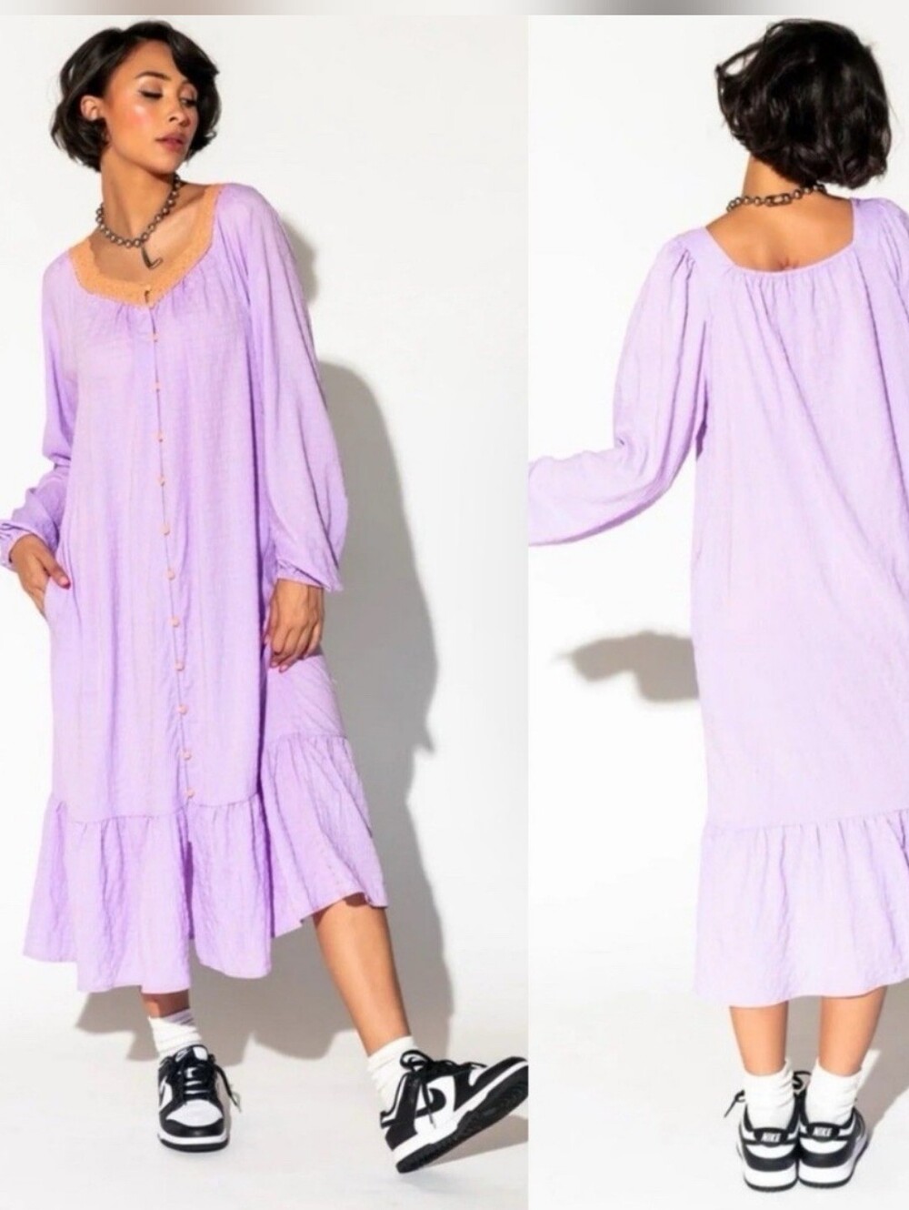 Dressed In Lala Romanticize Your Life Dress In Lavender Size M Oversized